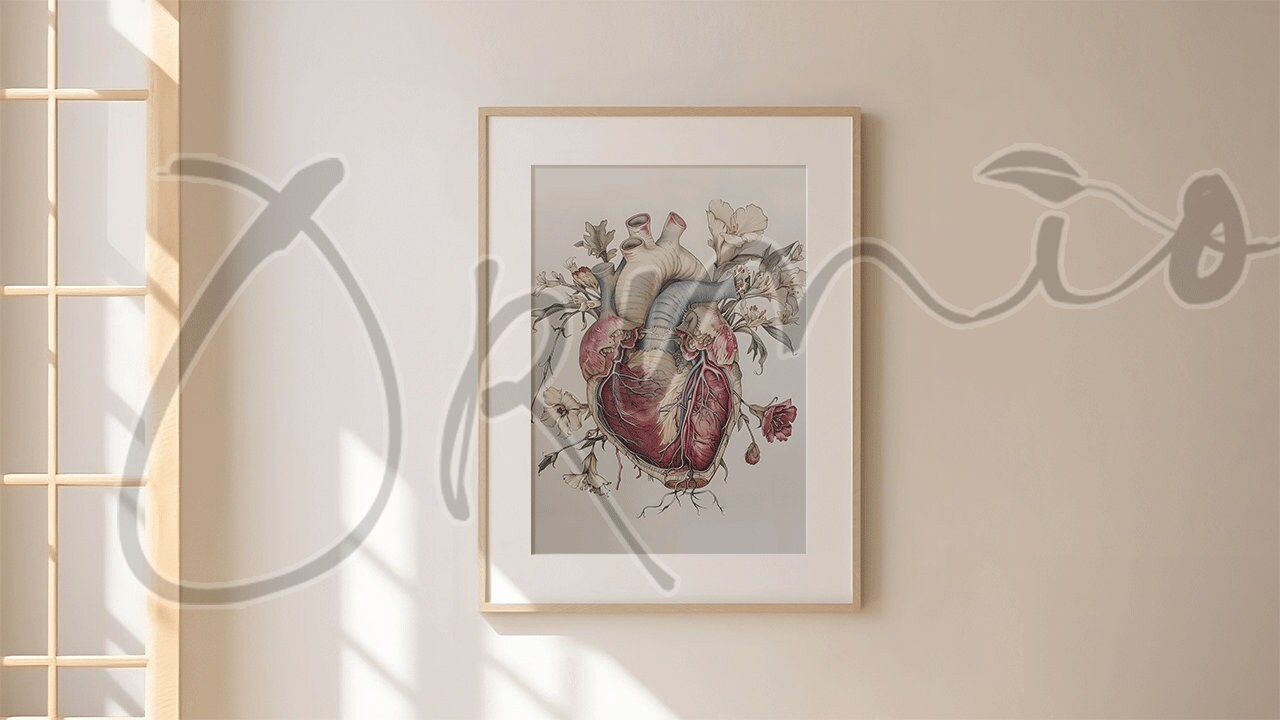 Floral Heart Anatomy Art Print: Medical Office Decor (digital Download ...