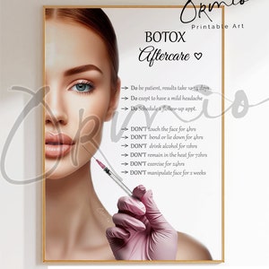 Botox Aftercare Poster, Botox Poster, Nurse Injector Print, Skin Clinic Print, Plastic Surgery Decor, Esthetician Decor, Printable Art