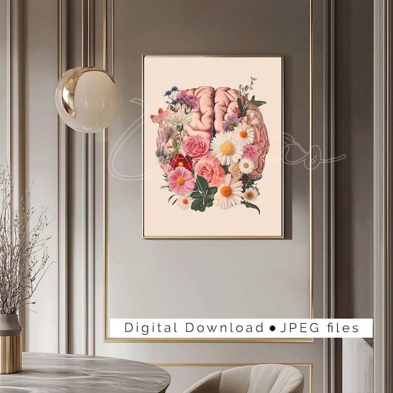 Floral Anatomy Art Print Set: Heart, Brain, Lungs (digital Download) - Etsy