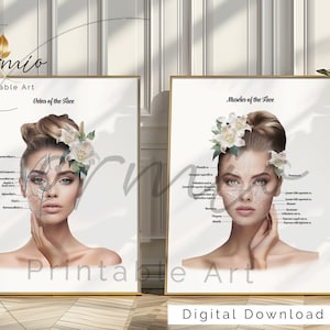 Gesichtsanatomie Kunstdrucke, Gesichtsmuskulatur und Venen, Kosmetikerin Kunst, Masseurin, Botox Poster, Kosmetikinjektion Kunst, Med Spa Dekor