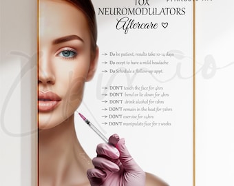 Neurotoxin Aftercare Poster, Tox Aftercare Sign, Med Spa Decor, Injector Office Wall Art, Aesthetic Clinic Printable