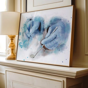 Dentist Watercolor Wall Art - Printable Dental Tools Illustration, Gift for Dentists & Dental Students, Dental Clinic Decor,Digital Download