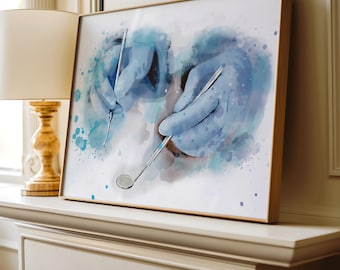 Dentist Watercolor Art Print: Dental Tools Illustration (Digital Download)
