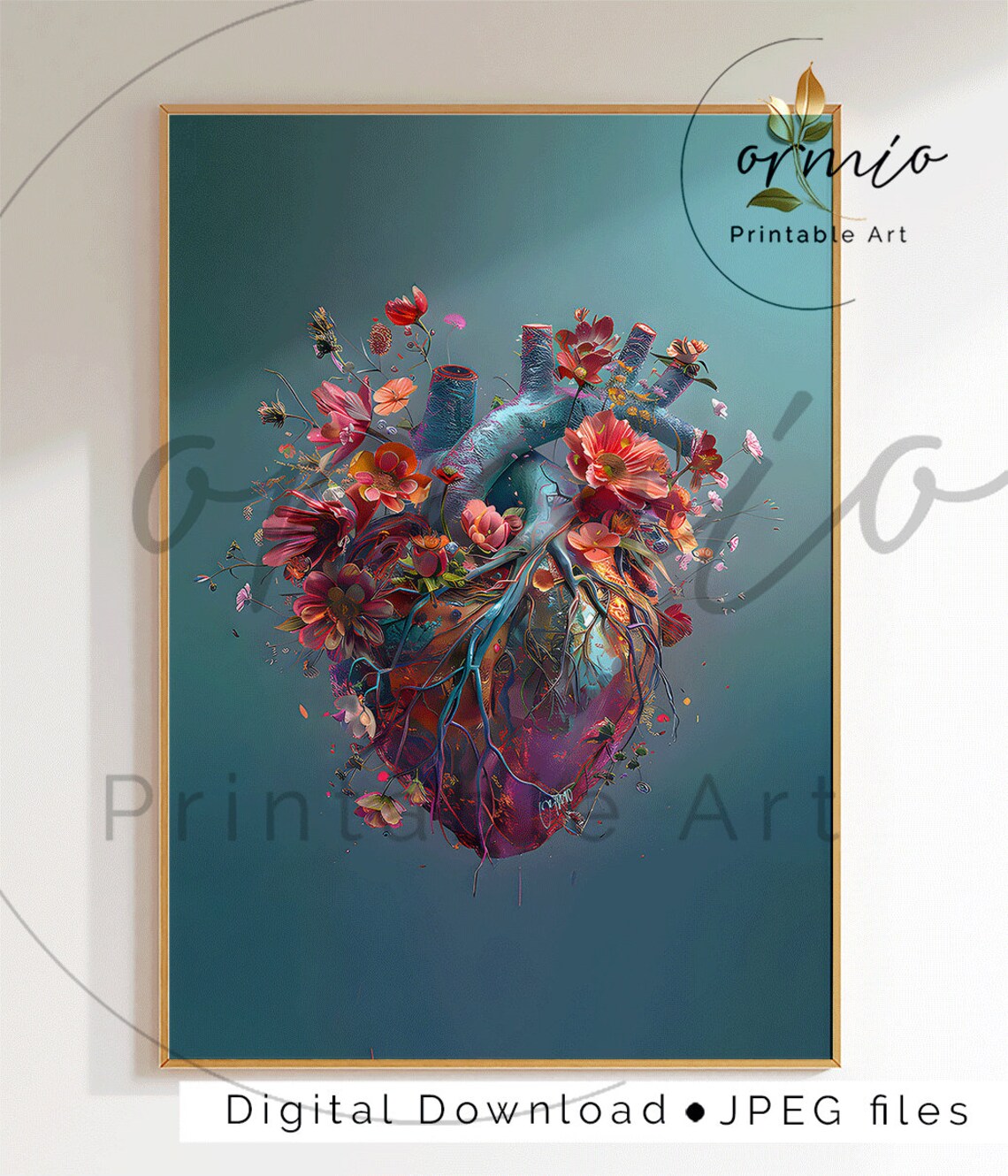 Floral Heart Anatomy Art Print: Medical Doctor Gift (digital Download ...