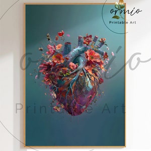 Herz Anatomie Art Print, Blumenherz Poster, Herz Kunstwerk, Kardiologen Geschenk, Kardiologie Kunst, medizinische Kunst, Arzt Geschenk, Doktor druckbare
