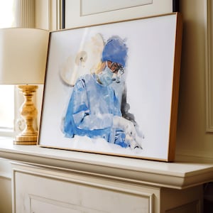Surgeon Watercolor Art Print: Medical Office Decor (digital