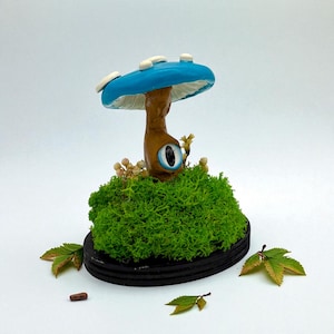 Handmade Clay Fantasy Forest Mushroom Sculpture