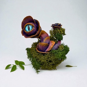 Handmade Clay Purple Flower Monster Sculpture