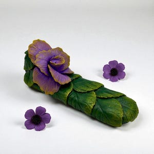 Handmade Clay Purple Flower Incense Holder