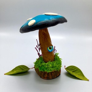 Handmade Clay Fantasy Forest Mushroom Sculpture