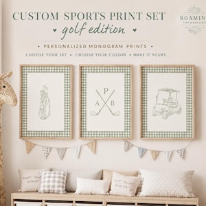 Personalized Golf Nursery Print Set: Heritage Boy Nursery Monogram Wall Art