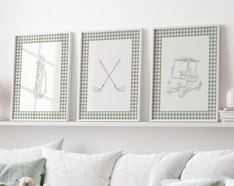 Saliegroene golf kinderkamerkunst: gingangrandafdrukken (digitale download)