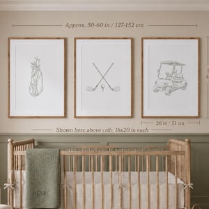 Sage Green Golf Nursery Art Prints: Grandmillennial Decor (Digital Download)