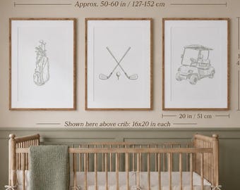 Sage Green Golf Nursery Art Prints: Grandmillennial Decor (Digital Download)