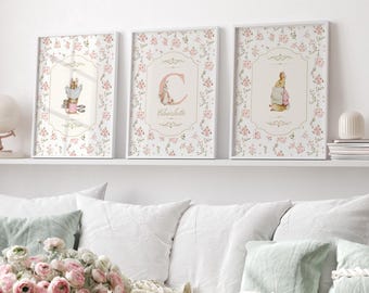 Personalized Peter Rabbit Nursery Prints, Vintage Beatrix Potter (Digital Download)