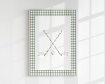 Sage Green Golf Nursery Print: Retro Minimalist Art (Digital Download)