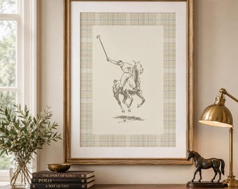 Vintage polospelerprint: Engelse landelijke paardensport muurdecoratie (digitale download)