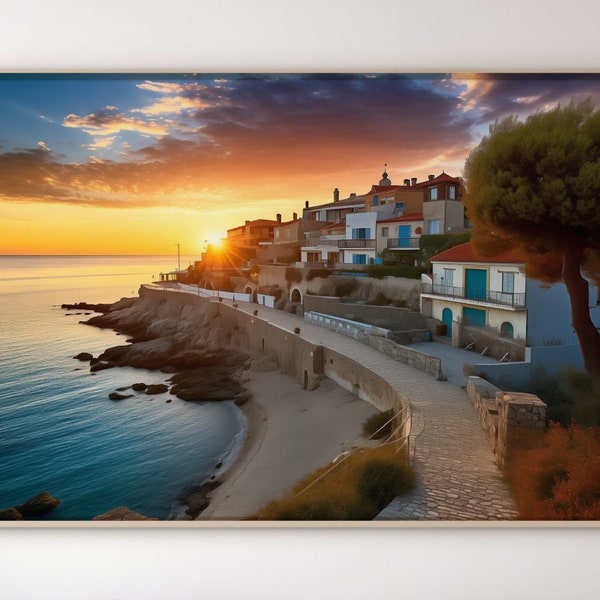 French Riviera Sunset Digital Art Samsung Frame TV Digital Art Wall Art Wall Decor