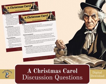 チャールズ・ディケンズの「クリスマス・キャロル」に関する印刷可能なディスカッションの質問 – 読書クラブの質問、ボーナスブックマーク