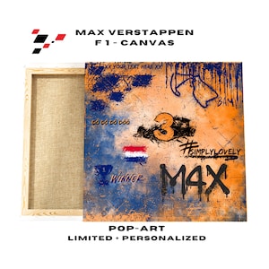 Max Verstappen - Bild - Formel 1 - Max Verstappen 3 - Red Bull - Pop-Art Leinwand, Graffiti, Wandbild, F1 Fan-Artikel personalisiert
