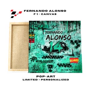 Fernando Alonso - wall picture - Formula 1, pop art canvas, Fernando Alonso 14, Aston Martin, mural, F1 fan-merch, personalized, Formula One