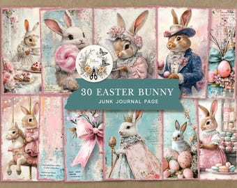 Easter Bunny Junk Journal Kit: Shabby Chic A5 Printable (Digital Download)