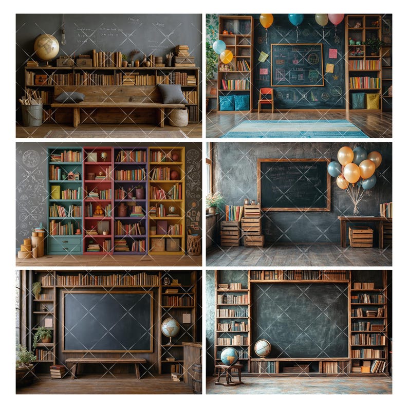 Classroom Library Digital Backdrop: Back to School Photo Background ...