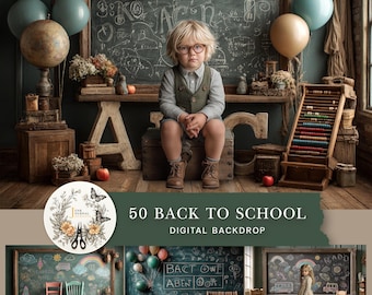 Vintage Chalkboard Digital Backdrop: School Photography Prop