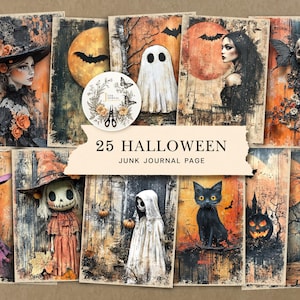 Halloween Junk Journal Pages: Vintage Ephemera, Scrapbook Printables (Digital Download)