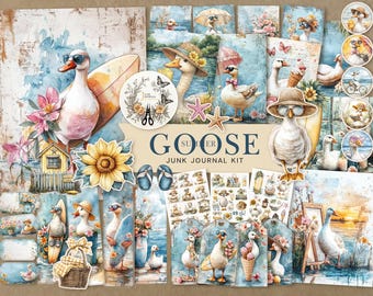 Summer Goose Junk Journal Kit: Watercolor Ephemera (Digital Download)