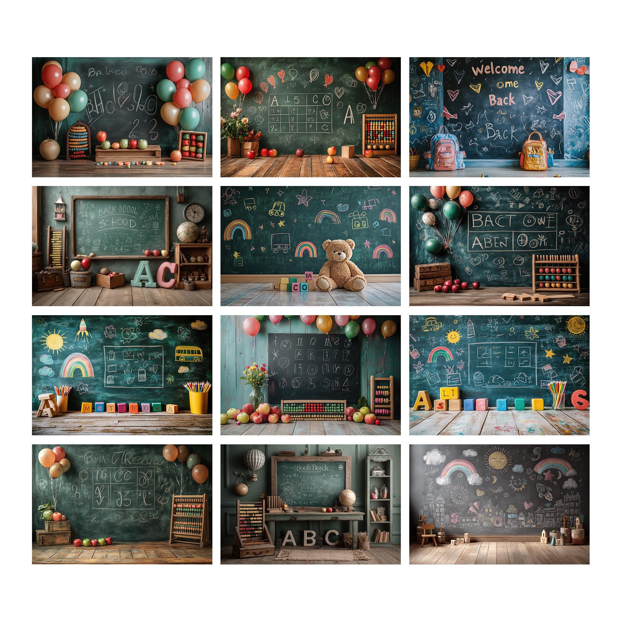 Vintage Chalkboard Digital Backdrop: School Photography Prop - Etsy