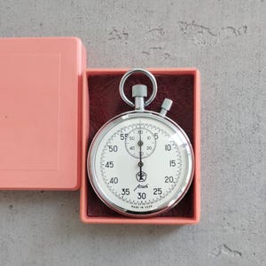 Vintage Soviet Stopwatch Agat in Original Box, Working Mechanical Stopwatch, USSR Timer, Soviet Collectible, Quality Mark, Sports Timer