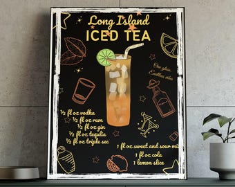 Long Island Cocktail digital wall art kitchen alcohol housewarming gift wall art instant download printable poster trendy design drink