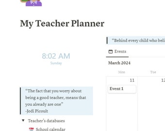 Digital teacher planner aesthetic teacher calendar for lesson preparation minimalist notion template for teachers instant digital download