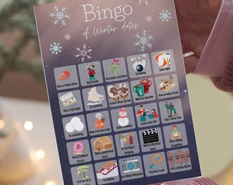 Bingo of winter dates gift for couples date idea for teenagers romantic gift for girlfriend boyfriend experience gift joyful present poster