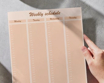 Weekly schedule template instant digital download daily bullet journal insert binder sheet minimalist simple design goodnotes editable page