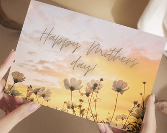 Mothers day beautiful boho floral digital card mom flower graphic minimalist design instant digital download perfect decor pastel present
