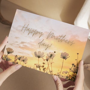 Día de las madres hermosa boho floral tarjeta digital mamá flor gráfico diseño minimalista descarga digital instantánea decoración perfecta pastel presente