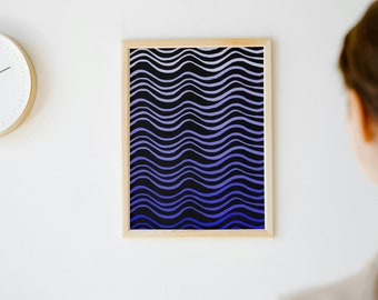 Gradient abstract wall art room decor gift for housewarming gift modern room decor purple wavy picture new home gift for couple college gift