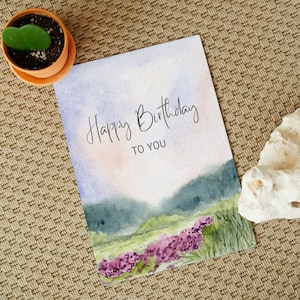 Descarga digital instantánea tarjeta de cumpleaños impresión en casa saludo gráfico imprimible lindo diseño minimalista diciendo regalos florales de cumpleaños descargables