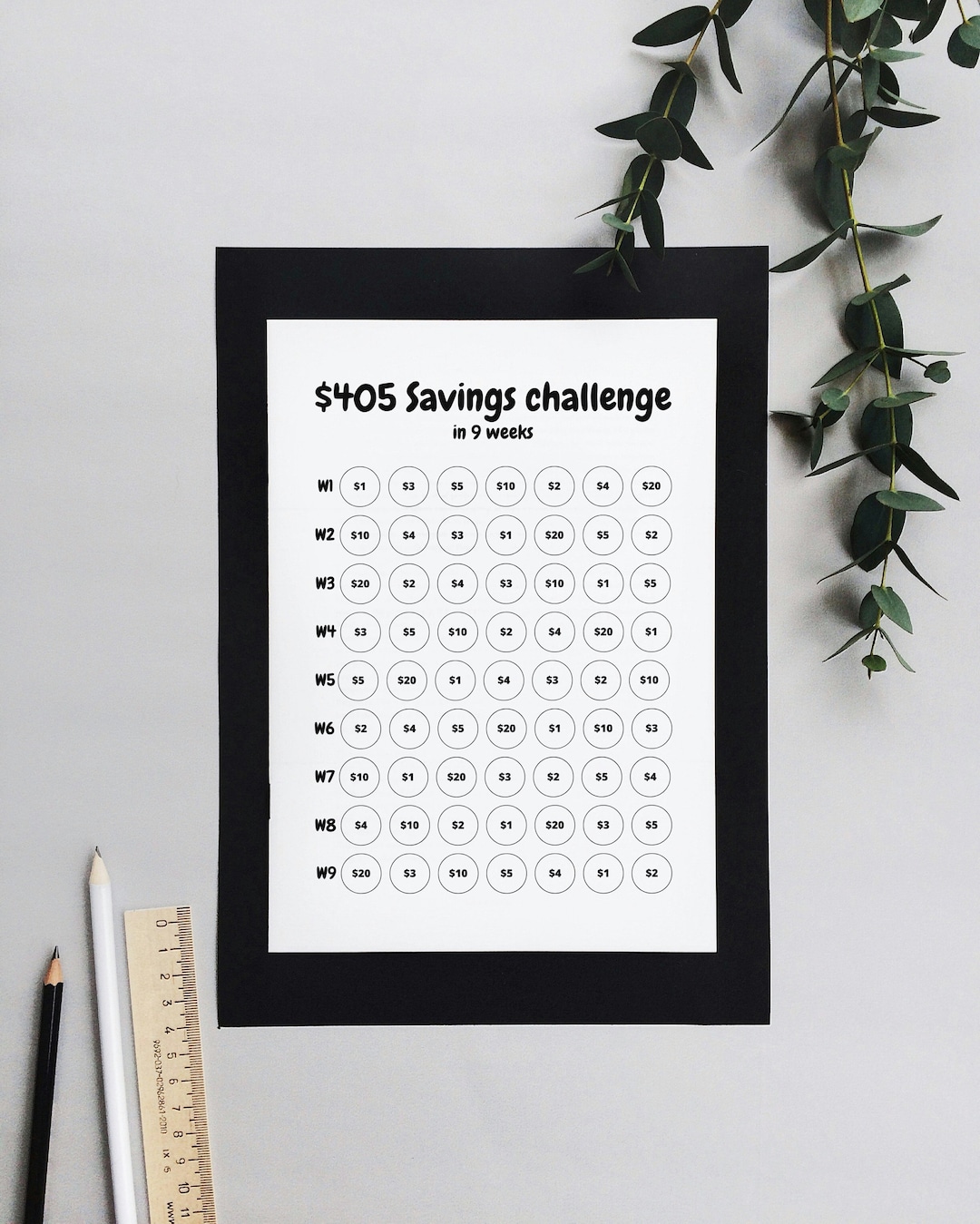 Digital Download Savings Tracker Challenge Minimalist Countdown ...