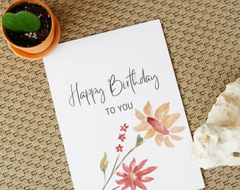 Instant digital download birthday card print at home printable graphic greeting cute minimalist design saying downloadable bday floral gifts