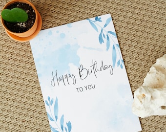 Instant digital download birthday card print at home printable graphic greeting cute minimalist design saying downloadable bday floral gifts