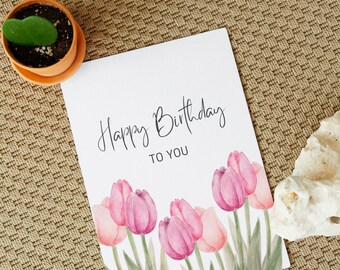 Instant digital download birthday card print at home printable graphic greeting cute minimalist design saying downloadable bday floral gifts