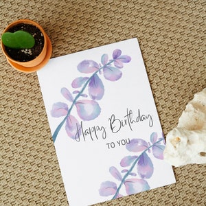 Descarga digital instantánea tarjeta de cumpleaños impresión en casa saludo gráfico imprimible lindo diseño minimalista diciendo regalos florales de cumpleaños descargables
