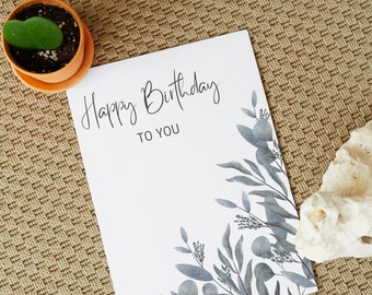 Instant digital download birthday card print at home printable graphic greeting cute minimalist design saying downloadable bday floral gifts