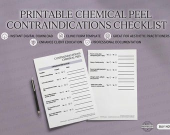 Chemical Peel Contraindications Checklist | Printable PDF Client Safety Form | Aesthetics Clinic Template | Instant Download