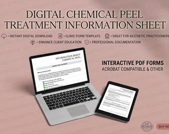 Hoja informativa sobre peeling químico / Guía del cliente en formato PDF rellenable / Plantilla para clínica de estética / Descarga digital