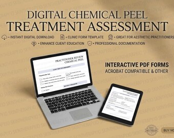 Chemical Peel Treatment Assessment | Practitioner Review Form | Fillable PDF Skin Analysis Record | Digital Download