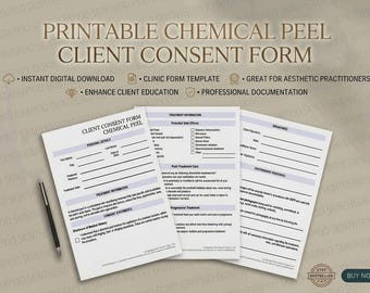 Chemical Peel Consent Form | Printable PDF Client Consent | Aesthetics Clinic Template | Instant Download